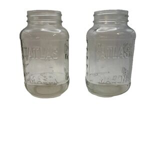 2 Retro Style Atlas Mason 24 oz Square Jar W/Measuring Lines Standard Mouth Size